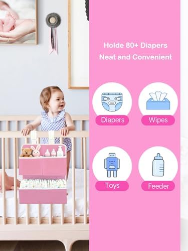 Hanging Diaper Organizer for Bassinet/Crib/Playpen/Playard – Hold 80+ Diapers - Image 3