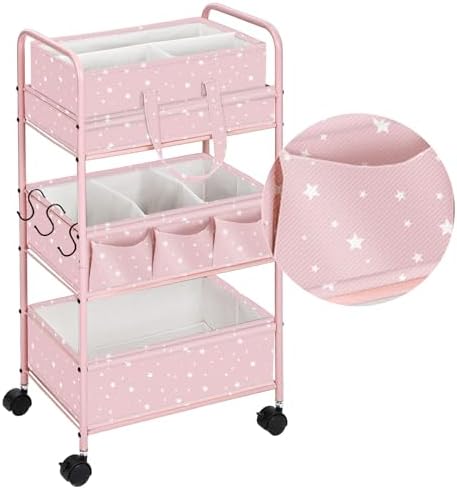 Yookeer 2in1 Baby Diaper Caddy Organizer Cart 3 Tier Large Capacity Metal by Yookeer