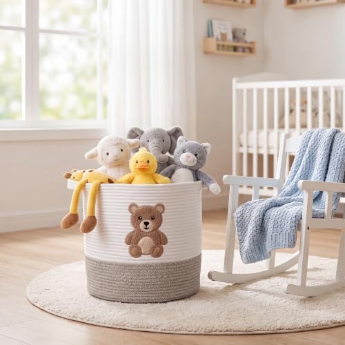 LemonRoad Teddy Bear Basket 14"x14", Baby Laundry Basket - Image 5