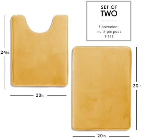 Clara Clark 2 Piece Bathroom Rugs, Velvet Memory Foam Bath Mat Set, Non-Slip - Image 2