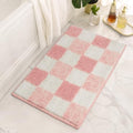 GRANNY SAYS Checkered Pink Bathroom Rug, Cute Bath Mat by GRANNYSAYS