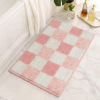 GRANNY SAYS Checkered Pink Bathroom Rug, Cute Bath Mat by GRANNYSAYS