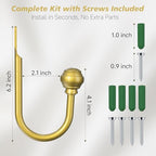 Hion Curtain Holdbacks Gold 4pcs, Curtain Tiebacks Wall Mounted Hooks - Image 2