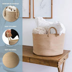 OrganiHaus Round Toy Basket & Blanket Basket, Cotton Rope 20x13" - Image 3