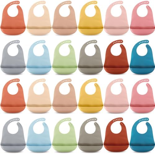 Tioncy 24 Pcs Silicone Bibs for Babies Toddlers Waterproof Adjustable Soft by Tioncy