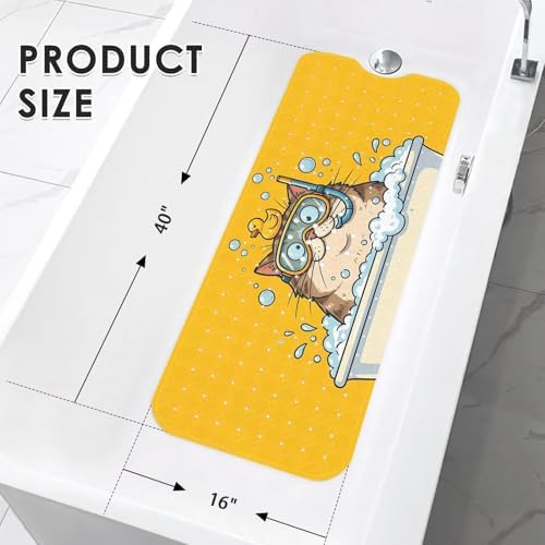 Bathtub Shower Mat 40X16 Inch, for Toddler, Cat Kawaii - Image 4