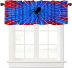 Spider Web Boys Blue Kitchen Curtain Valances Window Kids Girls Teens Rod by DDCBNS