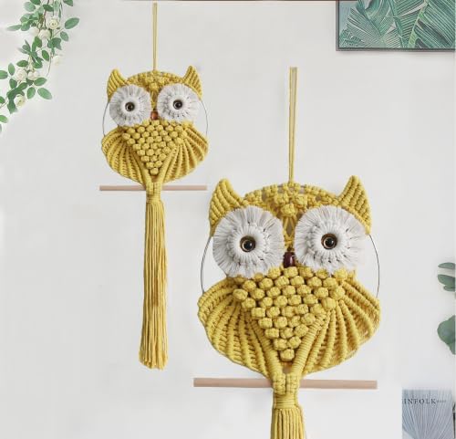 Achart Owl Macrame Wall Hanging-Hand Woven Boho Tapestry-Macrame Wall Decor - Image 3