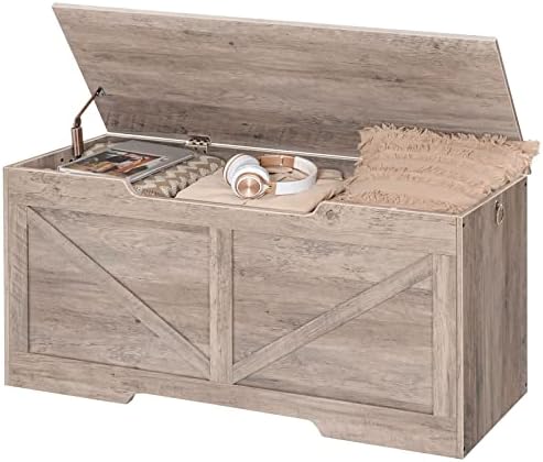 HOOBRO Storage Bench, 43.3” Retro Wooden Storage Chest - Image 7