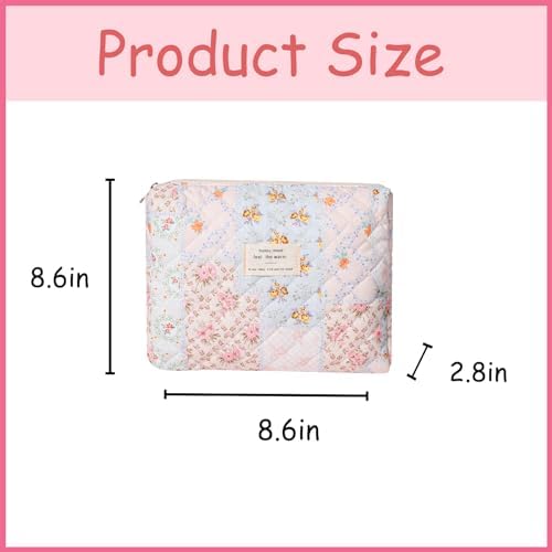 uekeboag 2Pcs Quilted Cotton Makeup Bag, Cosmetic Bag - Image 2