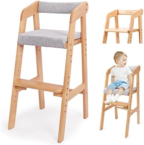 Wooden High Chair for Toddlers, Adjustable Feeding Chair by YOLEOSupportYourStrength