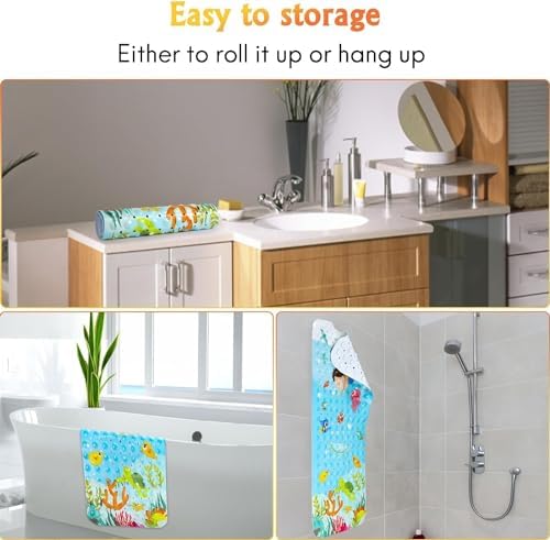 Secopad Bathtub Mat Non Slip, Cartoon Bath Tub Mat, Swimming Kid - Image 4