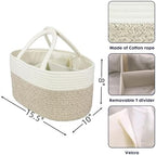 XUANGUO Large Cotton Rope Baby Diaper Caddy Organizer Basket White Brown - Image 2