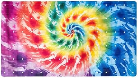 Bathtub Mat Non Slip 26.8x15.1 Inch, Spiral Tie-dye Shower Mat by Anna+Cowper