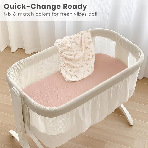 Konssy 2 Pack Muslin Bassinet Sheets - Image 5