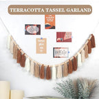 Brown Boho Yarn Wood Bead Tassel Garland Decor Terracotta Rainbow Western - Image 4