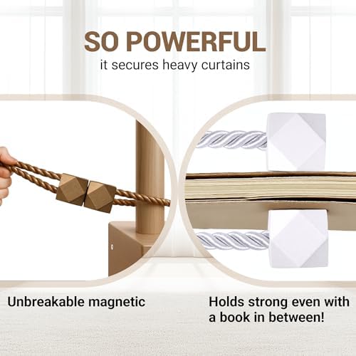 Hion Magnetic Curtain Tiebacks Dark Brown 6pcs, Curtain Holdbacks Hooks - Image 5