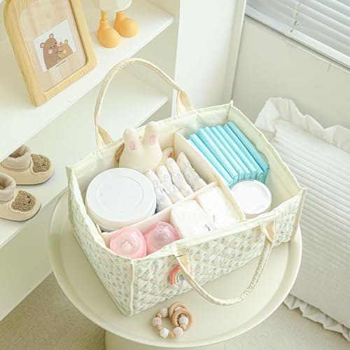 Diaper Caddy Organizer, Cute Floral Nursery Storage Basket, Soft Portable - Image 2