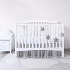 Crib Skirt with Pompoms Grey, Fits Standard Crib - Image 4