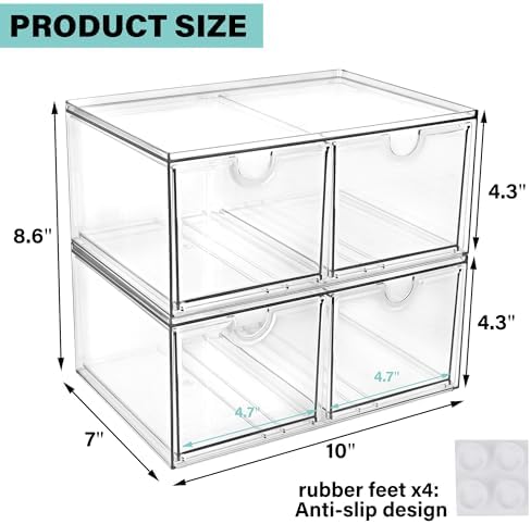 Prsildan Acrylic Storage Drawers Clear Makeup Organizer - Image 3