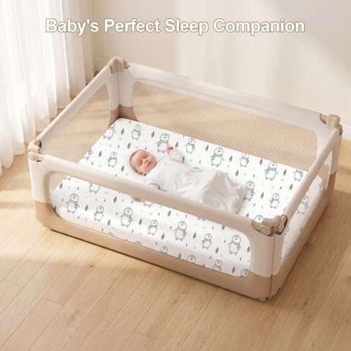 Pack N Play Sheets Fitted, Mini Crib Sheets, Breathable Soft Unisex Playard - Image 7