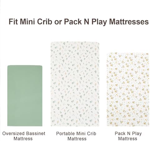 david's kids 3 Pack Mini Crib Sheets, Soft Breathable Premium Pack N Play Sheets - Image 7
