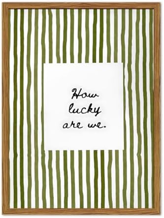 Framed How Lucky Are We Wall Art, Trendy Inspirational Quote Paintings Canvas by Unknown