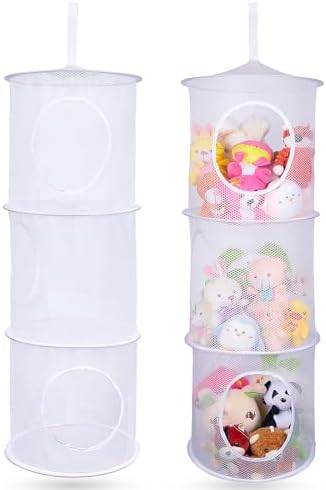 Basumee Hanging Stuffed Animals Storage, 2 Pack Mesh Plush Storage by Basumee