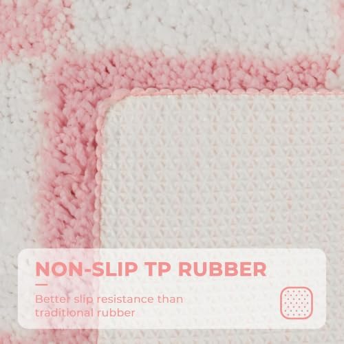 GRANNY SAYS Checkered Pink Bathroom Rug, Cute Bath Mat - Image 5