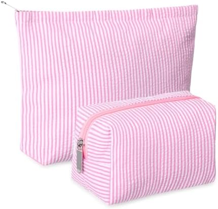 Huhumy 2 Pcs Makeup Bag Set for Women, Thin Stripe by Huhumy