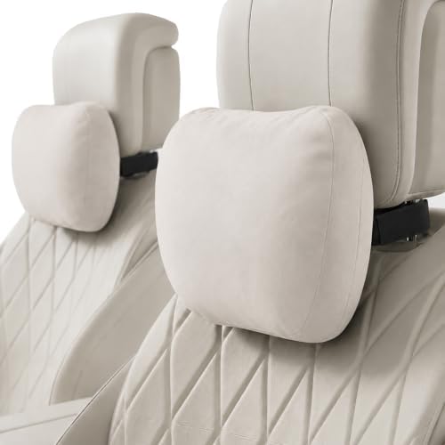 2 PCS Car Pillow for Driving Seat Soft Suede Headrest Neck & Lumbar Support by GoodpillowBetterdriver