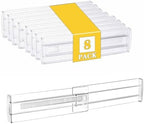 8 Pcs Drawer Dividers for Clothes, 3.15" High 11.34"-19.69" clear by Unknown