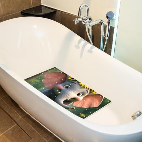 Shower Mat Non Slip 26.8 x 15.1 Inches, Elephant Bathtub Mat Shower Stall Mats - Image 5