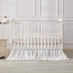 Brandream Crib Bed Skirt for Baby Girls Boys White Boho Bohemian Solid Cotton - Image 5