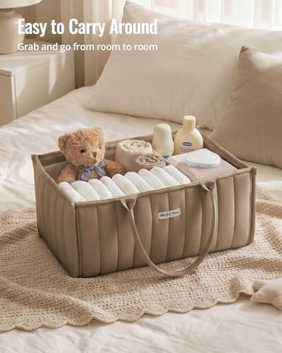 Blissful Diary Baby Diaper Caddy Organizer, Nursery Storage, Mocha Brown - Image 5