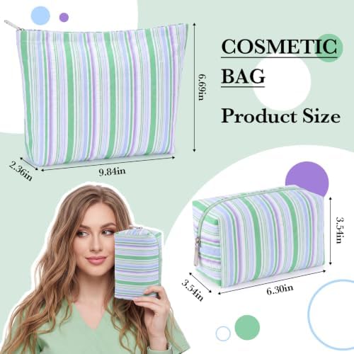 Huhumy 2 Pcs Makeup Bag Set for Women, Color Stripe - Image 3