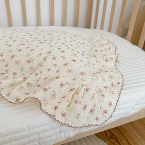 BuLuTu Muslin Cotton Pink Floral Pillow Cases King - Image 3