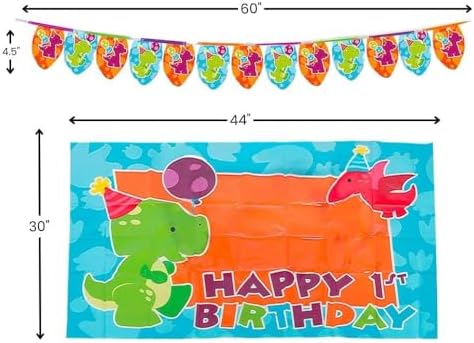 Fun Express Little Dino Happy 1st Birthday High Chair Decorating Kit – Baby - Image 2