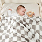 Yurhap Checkered Baby Blanket Fleece Baby Blankets Neutral - Image 3