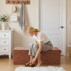 DUMOS 43 Inch Folding Storage Ottoman Bench, Large Ottoman - Image 2