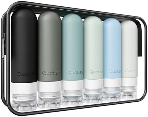 Quatish Travel Bottles for Toiletries 6 Pack, Original Patented Leakproof 3 oz by Quatish