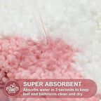 ORTIGIA Scalloped Pink Bathroom Rugs Non Slip Washable, Quick Dry Absorbent - Image 4