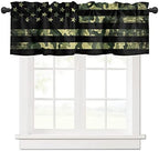 Vandarllin Valance Curtains for Kitchen Window, Rustic Green Camo Military by VandarllinHomeKitchenDecor