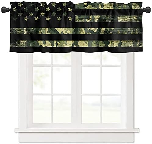 Vandarllin Valance Curtains for Kitchen Window, Rustic Green Camo Military by VandarllinHomeKitchenDecor