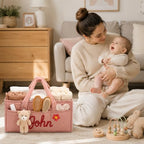 Personalized Baby Diaper Caddy Organizer Custom Baby Storage Basket - Image 2