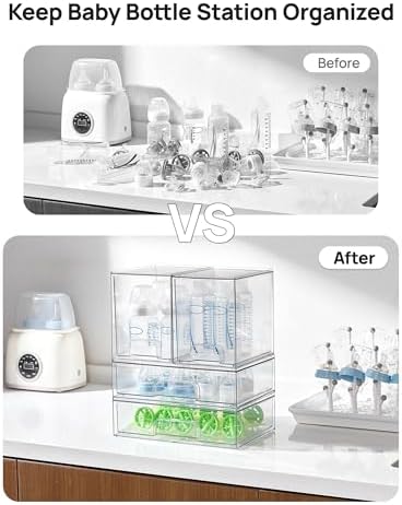 Vtopmart Clear Stackable Storage Drawers Set of 4, Baby Bottle Organizer - Image 4