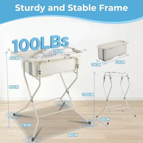 Baby Bathtub with Stand, Collapsible Infant Bath Tub - Image 4