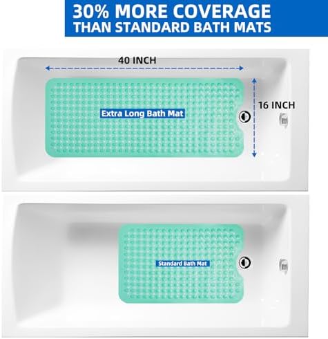 ZHICHENG Bath Tub and Shower Mats, Non-Slip 39 x 16 Inch Extra Long Bath Mat - Image 6