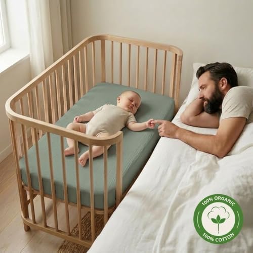Crib Sheets, 100% Organic Cotton Muslin, Fitted 28"x52" Standard - Image 4