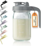 32oz Glass Pitcher with Lid & V-shaped Pour Spout by miradexic